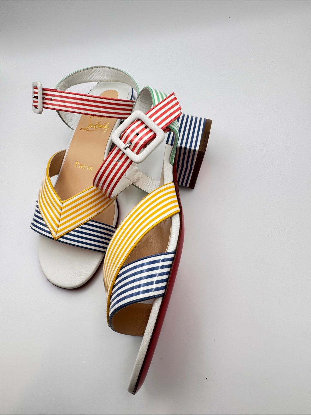 Christian Louboutin Palavas 55 Striped Patent Sandals Eu 36 Nwob
